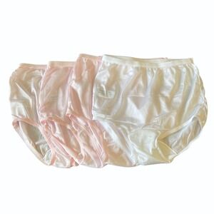 4 CAROLE Sz 10 Lace Trim Pink White Sheer Granny Panties High Waisted Baby Doll